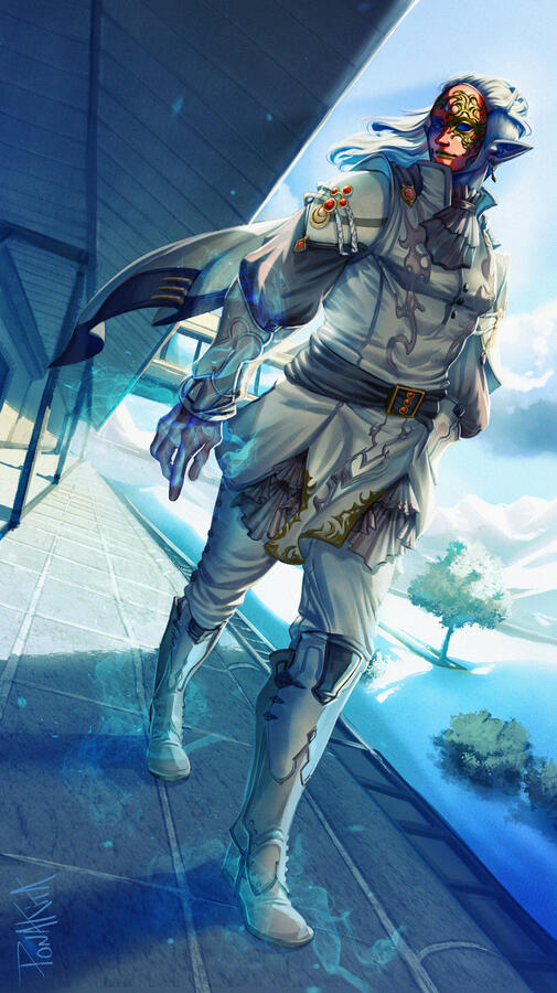 Tathuriel walking through Garlemald (By Ponakita on Tumblr)